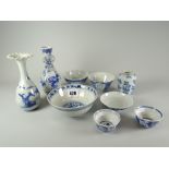 Parcel of Chinese blue & white porcelain including footed bowl, tea bowls, small vase ETC