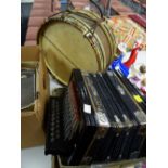 A Popular Chromatic accordion together with a small drum Condition reports provided on request by
