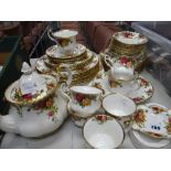 Parcel of Royal Albert 'Old Country Roses' tea and dinnerware including teapot, large platter ETC
