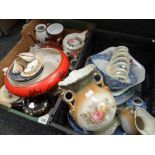 Two crates of mixed china including teapots, blue and white china ETC Condition reports provided