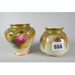 Two Royal Worcester porcelain pot-pourri vases (neither with covers), both typically decorated