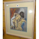 JENNY MAHONY pastel - kneeling nude study, unsigned, 31 x 24cms Condition reports provided on
