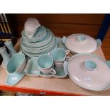A parcel of vintage Poole pale green and pearl tea and dinnerware Condition reports provided on
