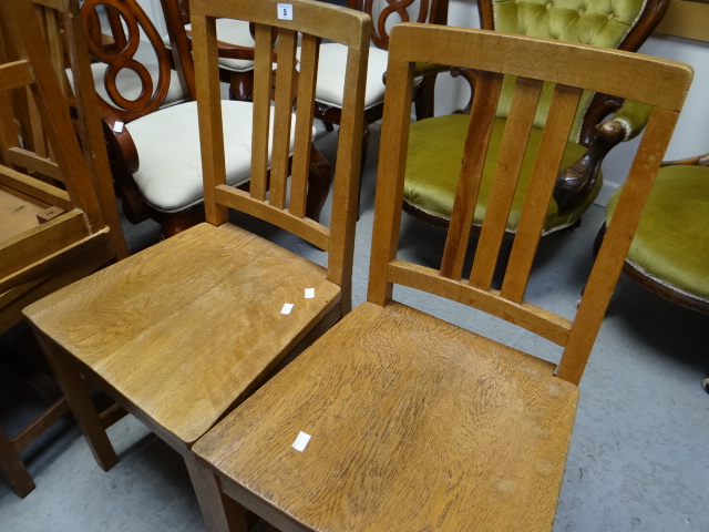 A set of twenty-six Brynmawr oak chairs of simple form with three vertical rail backs, some - Image 7 of 13