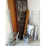 Vintage aluminium shelving, vintage soda syphons, antelope horns, wooden door ETC Condition