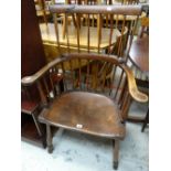 A primitive Welsh-type stick-back country elbow chair (distressed) Condition reports provided on