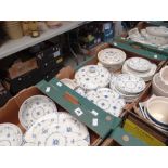 Three trays of blue Denmark tea & dinnerware Condition reports provided on request by email for this