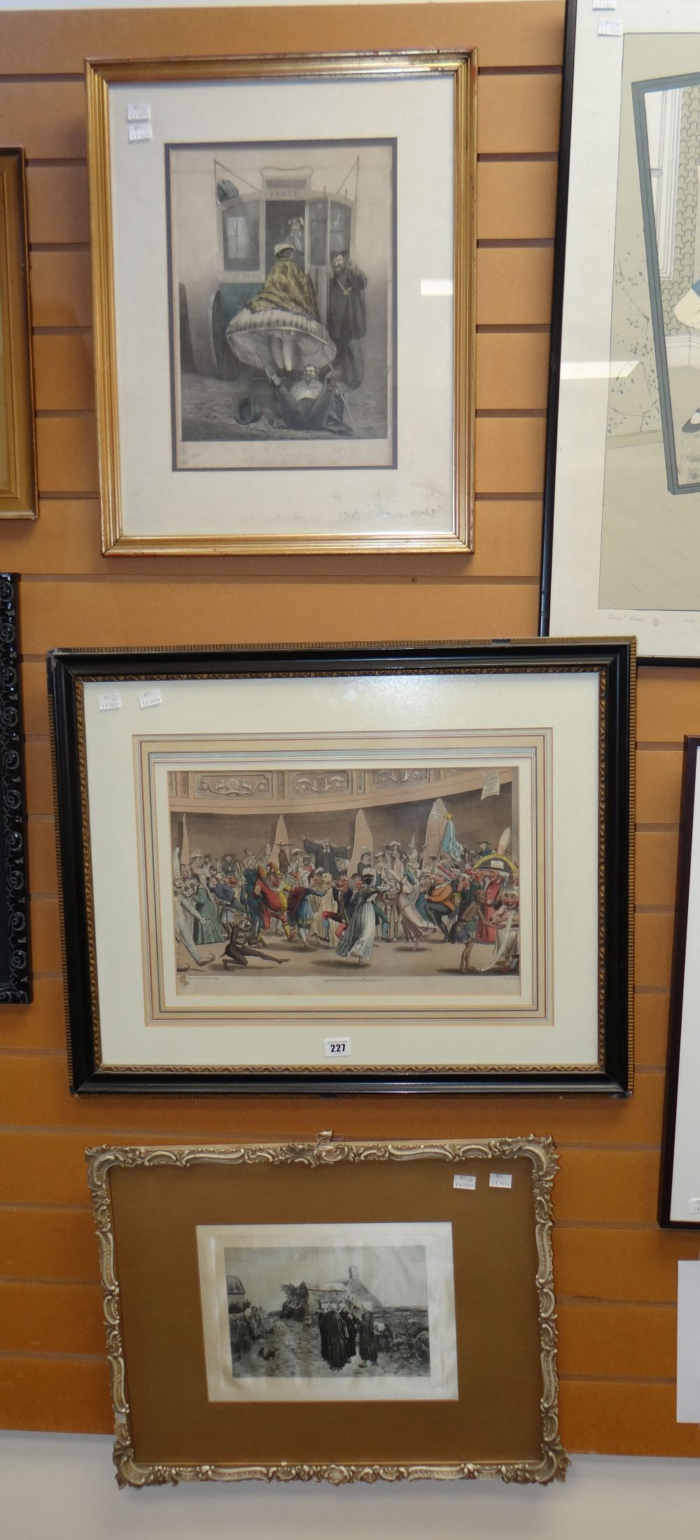 Group of assorted pictures and prints to include studies of political figures, Alken prints of