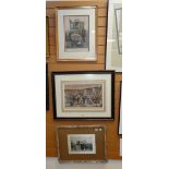 Group of assorted pictures and prints to include studies of political figures, Alken prints of