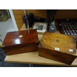 Two nineteenth century mahogany writing slopes with plated propelling pencil Condition reports