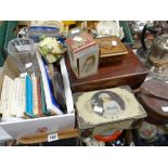 Various collectables including Beatrix Potter children's books, collar box, glassware, wooden