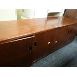 A mid-century mahogany effect sideboard base Condition reports provided on request by email for this