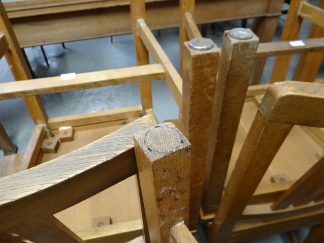 A set of twenty-six Brynmawr oak chairs of simple form with three vertical rail backs, some - Image 10 of 13