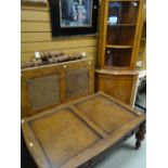 Two coffee tables, a reproduction serpentine corner cupboard / cabinet ETC Condition reports