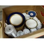 Blue and gold decorated dinner plates, continental coffee set, tea plates ETC Condition reports