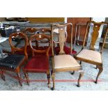 Five antique balloon-back chairs and a pair of splat-back chairs Condition reports provided on