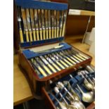 A good vintage canteen of bone handled cutlery Condition reports provided on request by email for