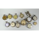 A small cardboard box containing various pocket watches and a voltage Condition reports provided