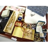 A parcel of jewellery, mainly costume, but also 9ct yellow gold items noted eg. ladies wristwatch,