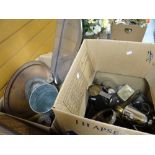 Two boxes of assorted metalware including EPNS, brassware, copper tray ETC Condition reports