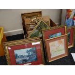 Box of various gilt framed pictures and prints Condition reports provided on request by email for