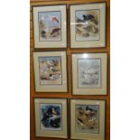 ARCHIBALD THORBURN six coloured prints of birds (1 x cracked glass) (6) Condition reports provided