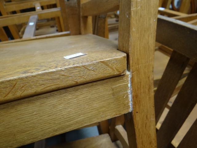 A set of twenty-six Brynmawr oak chairs of simple form with three vertical rail backs, some - Image 4 of 13