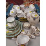 Collection of various patterned teaware including Paragon Duchess ETC Condition reports provided