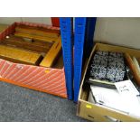 A parcel of various wooden cutlery boxes (empty), miscellaneous items including scented candles,