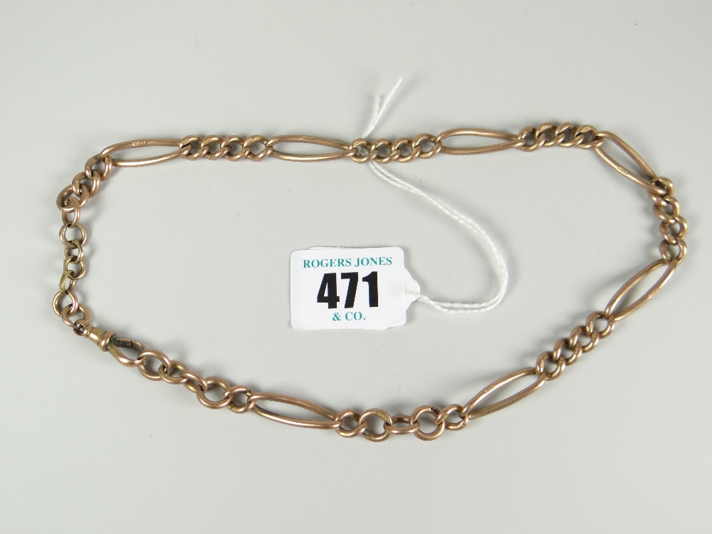 A 9ct yellow gold variety-link watch chain, 37gms Condition reports provided on request by email for