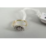 9ct gold & platinum illusion set three-stone twist shank diamond ring, 2 grams Condition reports