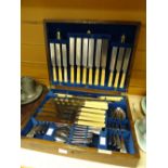 A vintage boxed set of cutlery retailed by Cross Brothers Ltd, Cardiff Condition reports provided on