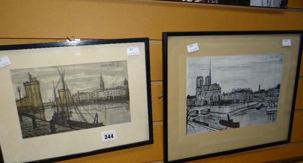 Two framed BERNARD BUFFET Parisian scene prints Condition reports provided on request by email for