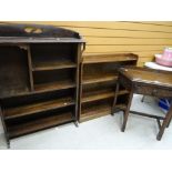 A vintage carved hall table with single-drawer and railback and two open bookcases Condition reports