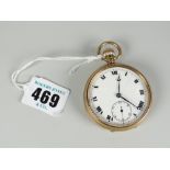 A 9ct yellow gold Dennison keyless-wind pocket-watch with white enamel dial bearing Roman numerals