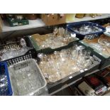 A large collection of mainly drinking glasses, cut glass bowls ETC (seven boxes) Condition reports