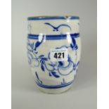 An interesting Delft-type vase with underglaze blue floral decoration, 15cms high Condition