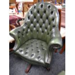 A good reproduction buttoned leather club-style swivel chair Condition reports provided on request