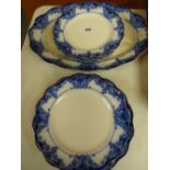 A quantity of Royal Doulton flow-blue dinnerware Condition reports provided on request by email