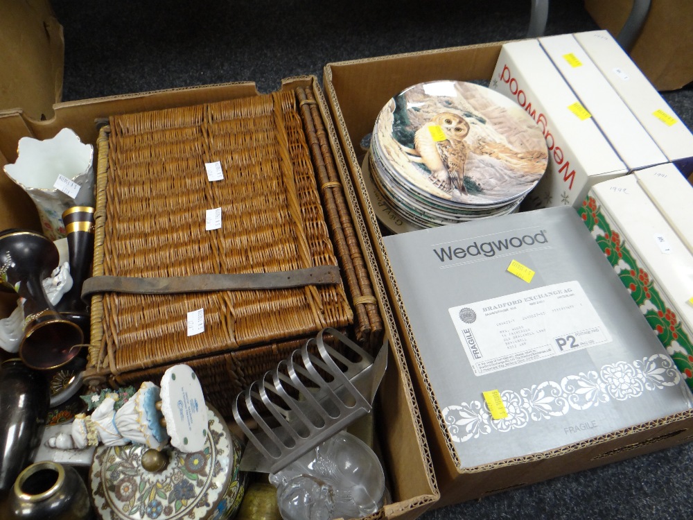 Collection of boxed and loose collectors plates, mixed china and glass ornaments ETC Condition