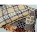 A good traditional Welsh blanket having typical black, pink & mustard geometric patterning and