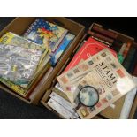 Two boxes of books including Rupert annuals, World of Wonder magazine, classics ETC Condition