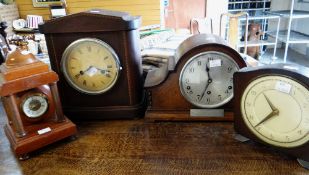 Vintage mahogany dome topped mantel clock and three other mantel clocks Condition reports provided