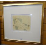 ALDO SALVADOR limited edition (47/80) lithograph - relaxing figure, signed, 15 x 29cms Condition