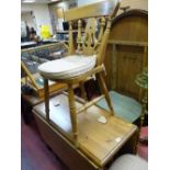 Modern pine drop leaf table with two good chairs