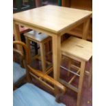 Ikea square topped kitchen bar table with matching stools