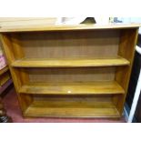 Well proportioned three shelf open bookcase with tapered corners, 120 cms high x 140 cms