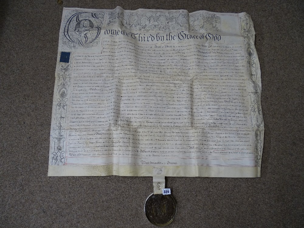 George III written title document with attached original large wax seal