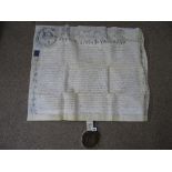 George III written title document with attached original large wax seal