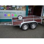 Weymar twin axel trailer with spare wheel, 260 x 130 cms approximately internal dimensions